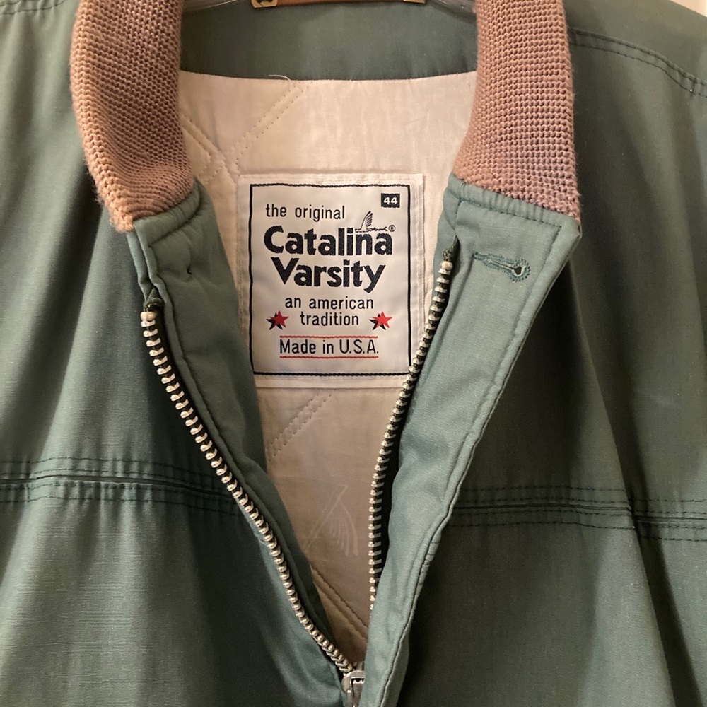 Vntg GRANDPA Varsity Jacket By Catalina Lined Martin Green Bomber Size 44 USA